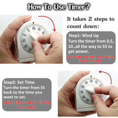 60-Minute Wind-Up Visual Mechanical Timer with Loud Alarm – Manual Countdown for Home, Classroom & Cooking (White)