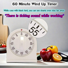60-Minute Wind-Up Visual Timer with Loud Alarm for Home & Classroom