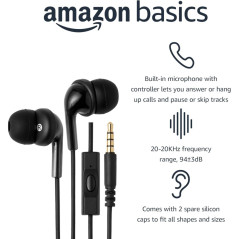 Amazon Basics Wired In-Ear Earbuds with Microphone & 3.5mm Jack