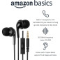 Écouteurs filaires Amazon Basics avec micro, son HD, jack 3,5 mm, embouts S/M/L, câble 1,3 m, noir Écouteurs filaires Amazon Basics avec micro, son HD, jack 3,5 mm, embouts S/M/L, câble 1,3 m, noir