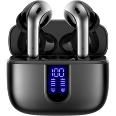 TAGRY Écouteurs Bluetooth True Wireless 60H Lecture LED Charge Sans Fil IPX5 Micro pour Sport TV PC