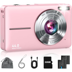 Caméra Digitale FHD 1080P pour Enfants avec Zoom 16X Rose