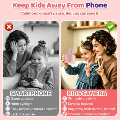Caméra Enfants Makolle HD Rose avec Trépied & Carte SD