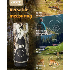 Acer Pro Golf Rangefinder 1200Y with Slope Switch, Pin Lock Vibration, 7X Magnification, IP54 Waterproof