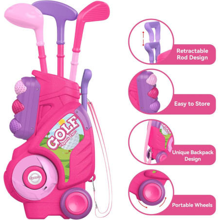 Liberry Toddler Golf Clubs Set for Kids 1-4 Years | Pink Gift Toy