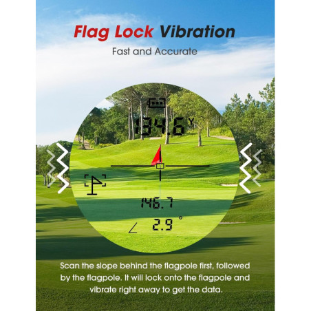 Golf Rangefinder with Slope, Magnet & Flag Locking - 1300Y, HD LCD
