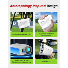 Golf Rangefinder with Slope, Magnet & Flag Locking - 1300Y, HD LCD