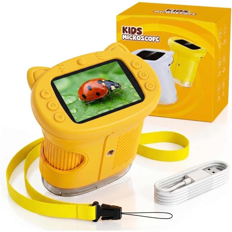 Microscope Enfant 4K 1000X - Jouet STEM 4-12 ans, USB