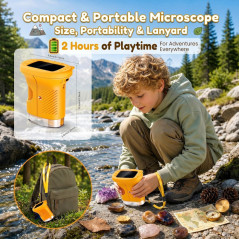 Kids Digital Microscope 4K 1000X Zoom, 2.4 Screen, Photo & Video, 8 LED, USB Rechargeable STEM Toy Ages 4-12