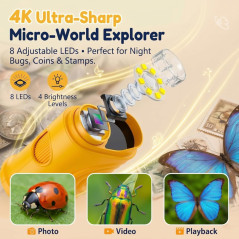 Kids 4K Microscope with 1000X Zoom & Screen – STEM Toy for Ages 4-12