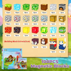 Blocs Magnétiques STEM 2cm jouets éducatifs 3-8 ans
