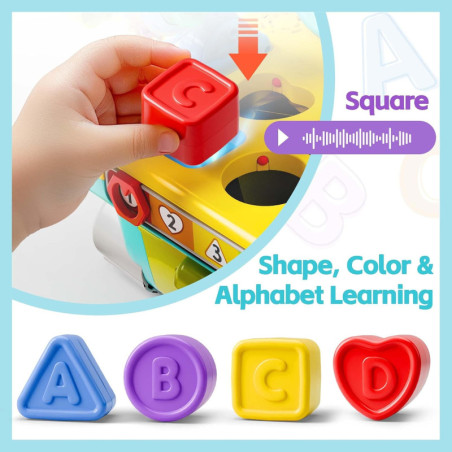 iPlay iLearn Toddler Musical Workbench Toy - Baby Tool Set, Shape Sorter & Pounding Game, 1st Birthday Gift