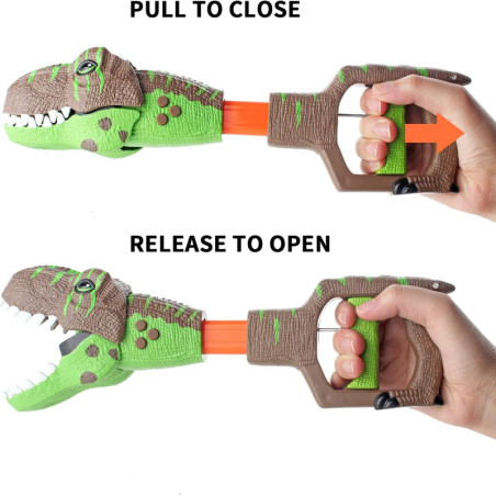 DINOBROS Jouet Dinosaure T-Rex avec 3 sons rugissants, lumière et pince préhenseur Jurassic pour enfants