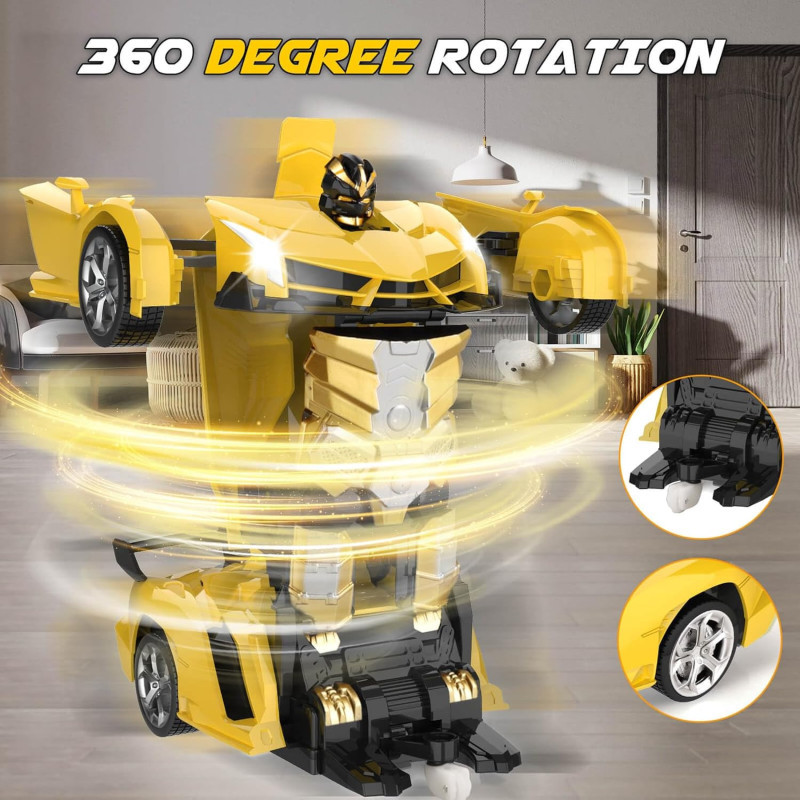 Transform Remote Control Car Toy for Boys 4-12 | Drift RC Car Yellow