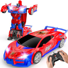 Spider Transform RC Car for Boys 4-7, 2.4GHz Remote Control, Dual-Color Lights, Fast 360° Spin & One-Click Transform