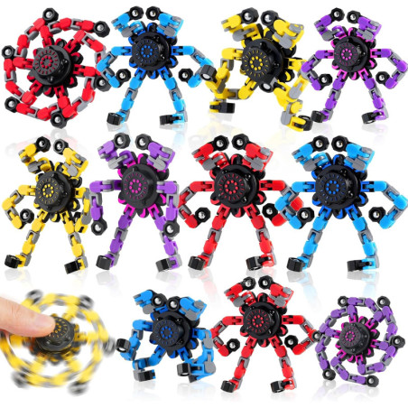 12PCS Transformable Fidget Spinners – DIY Sensory Toys for Kids & Adults