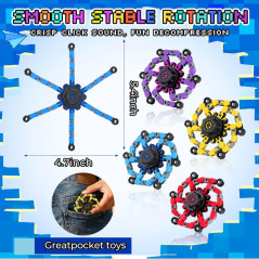 12PCS Transformable Fidget Spinners – DIY Sensory Toys for Kids & Adults