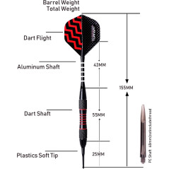 Turnart Darts Plastic Tip 9 pcs 18g - Set Pro Fléchettes électronique