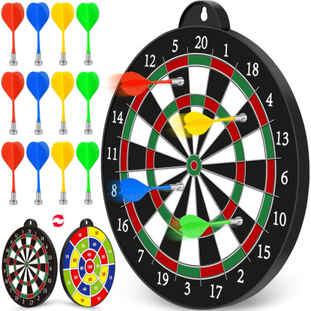 Cible de fléchettes magnétique 12 pcs - Jeu intérieur et fête pour garçons de 5 à 12 ans