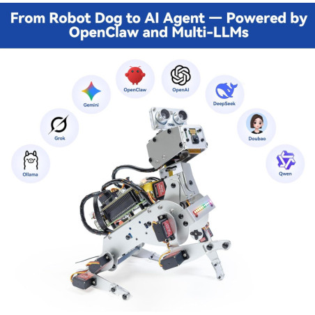 SunFounder PiDog AI Robot Dog Kit for Raspberry Pi 5/4/3B+/Zero 2W, Voice & Video, Python, Gyroscope, Camera