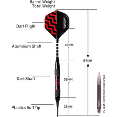 Turnart Darts Plastic Tip 9 pcs 18g - Set Pro Fléchettes électronique