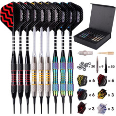 Turnart Darts Set: 9 Plastic Tips, 50 Extras, Shafts, Flights & Case