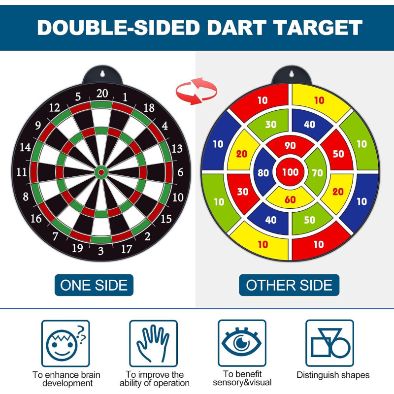 Dart Board with 12 Magnetic Darts – Fun Indoor Game & Gift for Kids 5-12