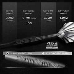 12 Pack Soft Tip Darts Set 17g with Flights, Storage Case & Extras