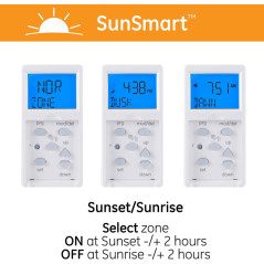 GE 7-Day In-Wall Digital Timer Switch with Auto Sunrise/Sunset, Daily & Weekly Schedules, White & Almond