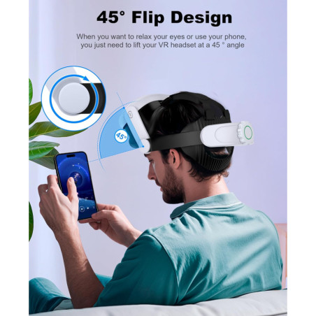 Sangle de tête améliorée pour Quest 3S/Quest 3/Quest 2 - Confort et support renforcés, accessoires Oculus Meta