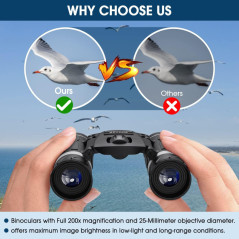 200x25 Compact Waterproof Binoculars – Mini High-Powered for Travel & Outdoor