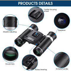 200x25 Compact Waterproof Binoculars – Mini High-Powered for Travel & Outdoor
