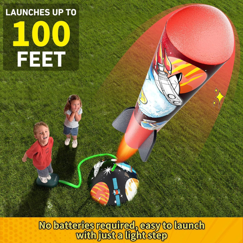 Otoseth Toy Rocket Launcher for Kids – Launch Rockets up to 100 Ft