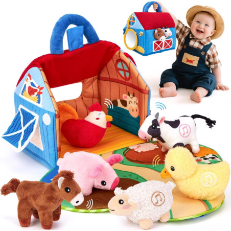 Hahaland Baby Toys 6-12 Months | 6PCS Farm Animal Sound Montessori Toys