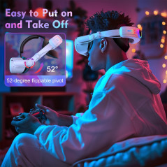 RGB Head Strap with 12000mAh Battery for Oculus Quest 2 - 8H Playtime, Fast Charging, Adjustable Elite Support