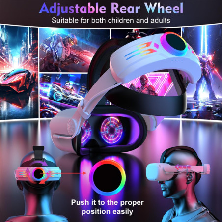Batterie 12000mAh RGB avec sangle réglable pour Oculus Quest 2 - 8h d’autonomie, charge rapide, support renforcé