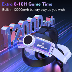 RGB Head Strap with 12000mAh Battery for Oculus Quest 2 - 8H Playtime