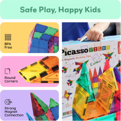 PicassoTiles 100 Pièces - Briques Magnétiques 3D Enfants 3+