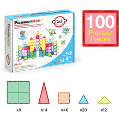 PicassoTiles 100 Pièces - Briques Magnétiques 3D Enfants 3+