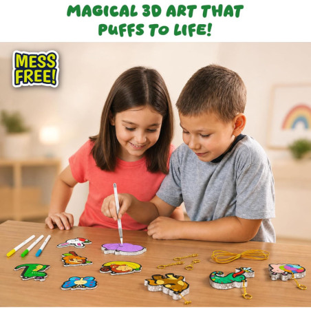 Skillmatics Aqua Puffs Animals Art & Craft Kit – Mess-Free DIY Keychains for Kids