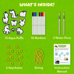 Skillmatics Aqua Puffs Animals Art & Craft Kit – Mess-Free DIY Keychains for Kids