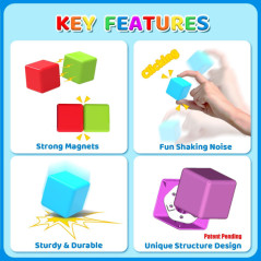 Magnetic Building Blocks 12 PCS | Large 1.65 Stacking Cubes for Toddlers