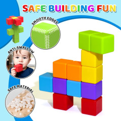 Magnetic Building Blocks 12 PCS | Large 1.65 Stacking Cubes for Toddlers