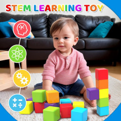 Magnetic Building Blocks 12 PCS | Large 1.65 Stacking Cubes for Toddlers