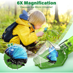 Bug Catcher Kit for Kids with 6X Magnifier - STEM Insect Trap Toy for Indoor & Outdoor Exploration, Green