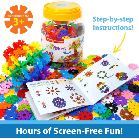 Brain Flakes 500 Piece Set – Interlocking Discs STEM Building Toy for Kids, Teens & Adults, Ages 3+
