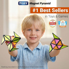 TOSY Magnet Pyramid Glow - 12-Piece Glowing Holographic Puzzle, 243 Magnets, STEM/STEAM Creative Toy