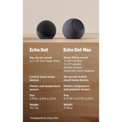 Amazon Echo Dot (Newest Model) – Vibrant Sound, Alexa-Enabled Smart Speaker, Charcoal, Ideal for Bedrooms & Offices