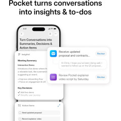 Pocket AI Voice Recorder with Auto Transcription, AI Notes, MagSafe, 4-Day Battery – Space Grey, iOS & Android