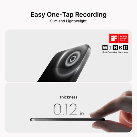 Comulytic Note Pro AI Voice Recorder – Noise Reduction, Unlimited Transcription, 113 Languages, Slim Case Included